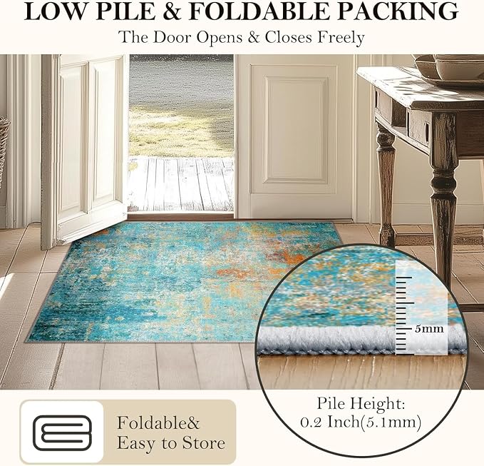 RELEANY Washable 2'x3' Abstract Area Rug - Image 5