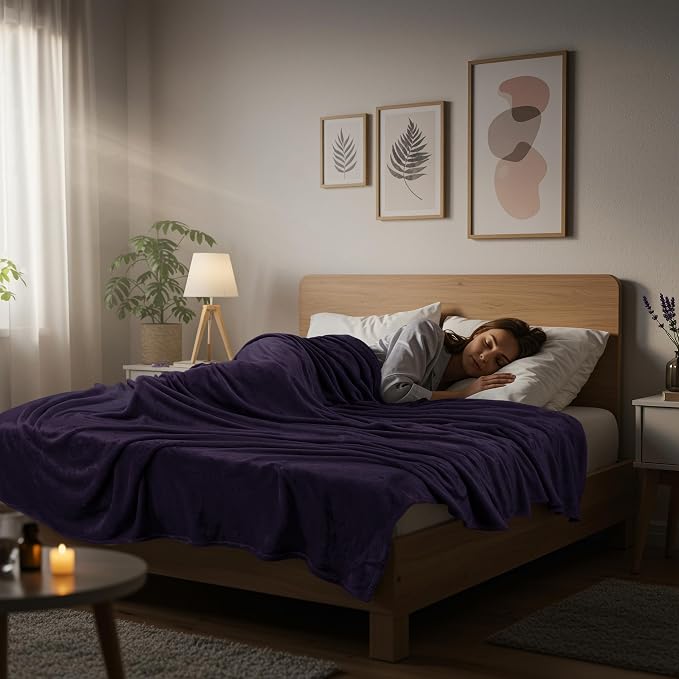 Utopia Bedding Ultra Soft Fleece Bed Blanket Twin Size Purple | Microfiber - Image 8
