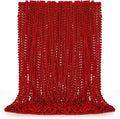 50PCS Bead Necklace, Red Christmas Bead Stuff Party Favors, 33" Necklaces Festival Parade Throw Accessories for Wedding Birthday Valentines Mardi Gras Christmas Celebrations Decorations