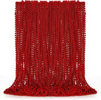 50PCS Bead Necklace, Red Christmas Bead Stuff Party Favors, 33" Necklaces Festival Parade Throw Accessories for Wedding Birthday Valentines Mardi Gras Christmas Celebrations Decorations