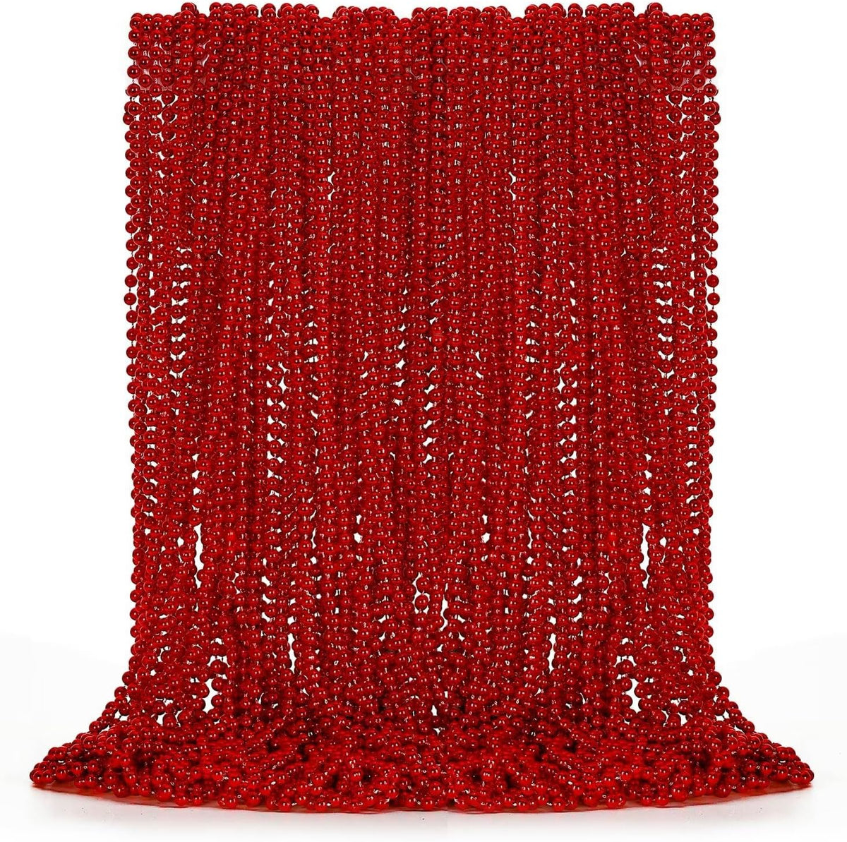 50PCS Bead Necklace, Red Christmas Bead Stuff Party Favors, 33" Necklaces Festival Parade Throw Accessories for Wedding Birthday Valentines Mardi Gras Christmas Celebrations Decorations
