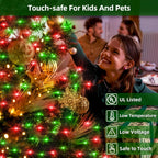300LED Christmas Lights Outdoor Indoor Use, 12 Lighting Modes 75ft Christmas Tree Lights with Timer, Dimmable Red & Green LED StringLights Waterproof for Yard Tree Wedding Party Holiday Red & Green
