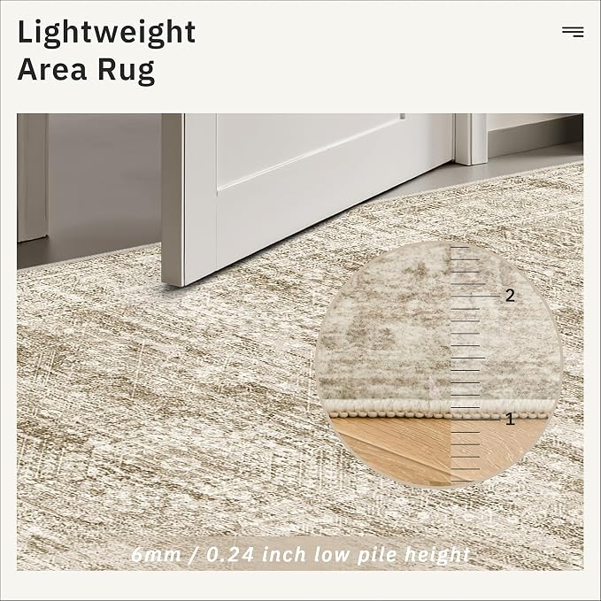 Soalmost 12x15 Washable Area Rugs Soft Living Room Rug Abstract Brown | Large - Image 8