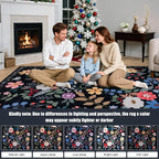 PLHXFR 2.6x14 Washable Runner Rug：Floral Indoor Kitchen Soft Carpet Black | - Image 9