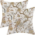 CXMEIFLY Spring Floral Birds Pillow Covers 20 x 20 Inch Set of 2 for Chinoiserie Flowers Decor Throw Pillows Brown and White Plant Outdoor Decorative Cushion Cases for Couch Bed Decorations