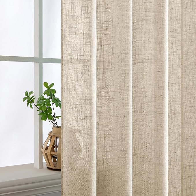 MIULEE Light Taupe Linen Curtains 52x54 Inch Length - Image 5