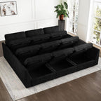 Belffin Modular Sectional Sofa with Sleeper Sofa, Oversized Cloud Couch with Extra Deep Seat, Upholstered 9 Seat Sectional Couches for Living Room, Plush Corduroy Black