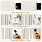 100% Blackout Linen Curtains for Bedroom 82 Inches Long Natural Cream Black Out - Image 5