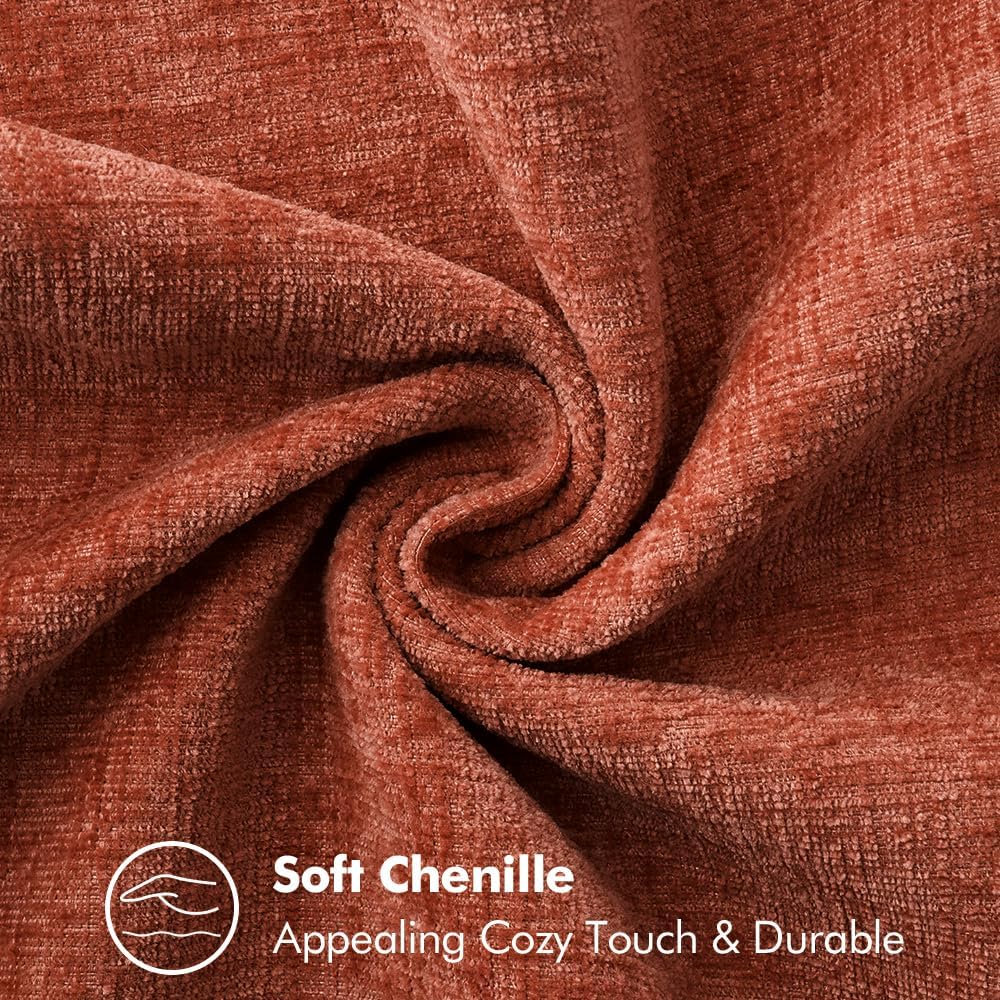 MIULEE Pack of 2 Fall Couch Throw Pillow Covers 16x16 Inch Burnt Orange Farmhouse Decorative Pillow Covers with Stitched Edge Soft Chenille Solid Dyed Pillow Covers for Sofa Bed Living Room
