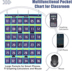 Loghot Classroom Accessories Closet Pocket Chart for Cell Phones Holder Wall Door Hanging Organizer (36 Pockets Blue 2Pc)