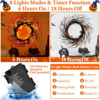 7 Ft 63 LED Halloween Decorations Willow Vine Twig Garland with 8 Modes Timer 21 Pumpkin Orange Lights, Halloween Garland with Waterproof Battery Operated for Indoor Wall Fireplace Decorations