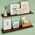 Floating Picture Ledge Shelves 36 Inch Solid Oak Wood Set of 2, Rustic Wall Storage Shelves with Lip, Kids Bookshelf, Photo & Picture Ledge Shelves for Bedroom, Living Room, Kitchen
