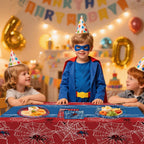 3 Pcs Spider Birthday Party Tablecloth 54 x 108 inch Plastic Table Cloth Disposable Red and Blue Tablecloth Rectangle Table Cover for Spider Birthday Party Decorations Halloween Supplies