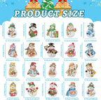 Tondiamo 20 Pcs Christmas Diamond Painting Keychain Kits 5D DIY Diamond Art Pendants Double Sided Hanging Key Chains for Christmas Party Decoration DIY (Snowman)