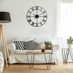 Large Wall Clock for Living Room Decor - 60cm/ 24 Inches Silent Non-Ticking Metal Wall Clocks Battery Operated, Vintage Decorative Modern Wall Clock for Bedroom, Office, Farmhouse Decor