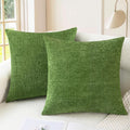 CaliTime Throw Pillow Covers Decorative 22 X 22 Inches Pack of 2 Cozy Chenille Cushion Cases for Couch Sofa Bed Living Room Home Forest Green