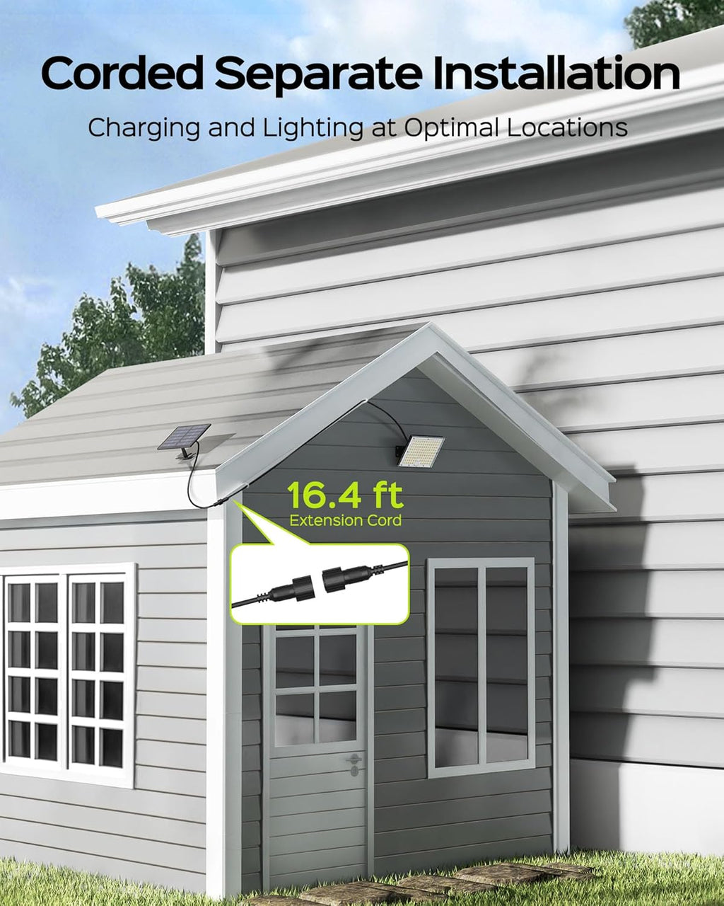 JACKYLED Motion Solar Lights Outdoor, 113 LED Cool White Bright Solar Flood Lights Waterproof, Dusk to Dawn Outdoor Solar Powered Security Lights for Fence Porch Patio Yard Garage, 2 Pack