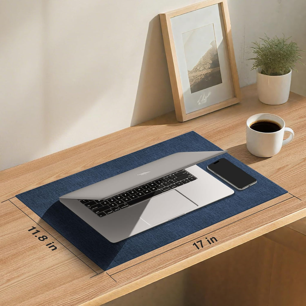 DOLOPL Placemats Set of 12, Reversible Wipeable & Heat Resistant Place Mats, Modern Faux Leather Table Mats for Kitchen, Neutral Waterproof Tablemats for Dining Table Decor, Wedding, Party(Navy Blue)