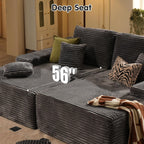ovios 81" Oversized Sectional Double Lounge Chaise with Cloud Plush Sofa Bed, No Assembly Required, Fluffy Modern Sleeper Loveseat Chair for Indoor Living Room Bedroom Reading, Grey (Plush Fabric)