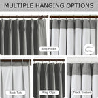 Vision Home Pinch Pleated Dark Grey Blackout Curtains 90 inch Linen Blended - Image 3