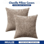 MIULEE Decorative Light Khaki Euro Sham Pillow Covers 24x24 Inch 2 Pack | - Image 7