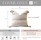 Gray Boho Decorative Throw Pillow Cover 18x18 Square Farmhouse Accent Cushion - Image 4