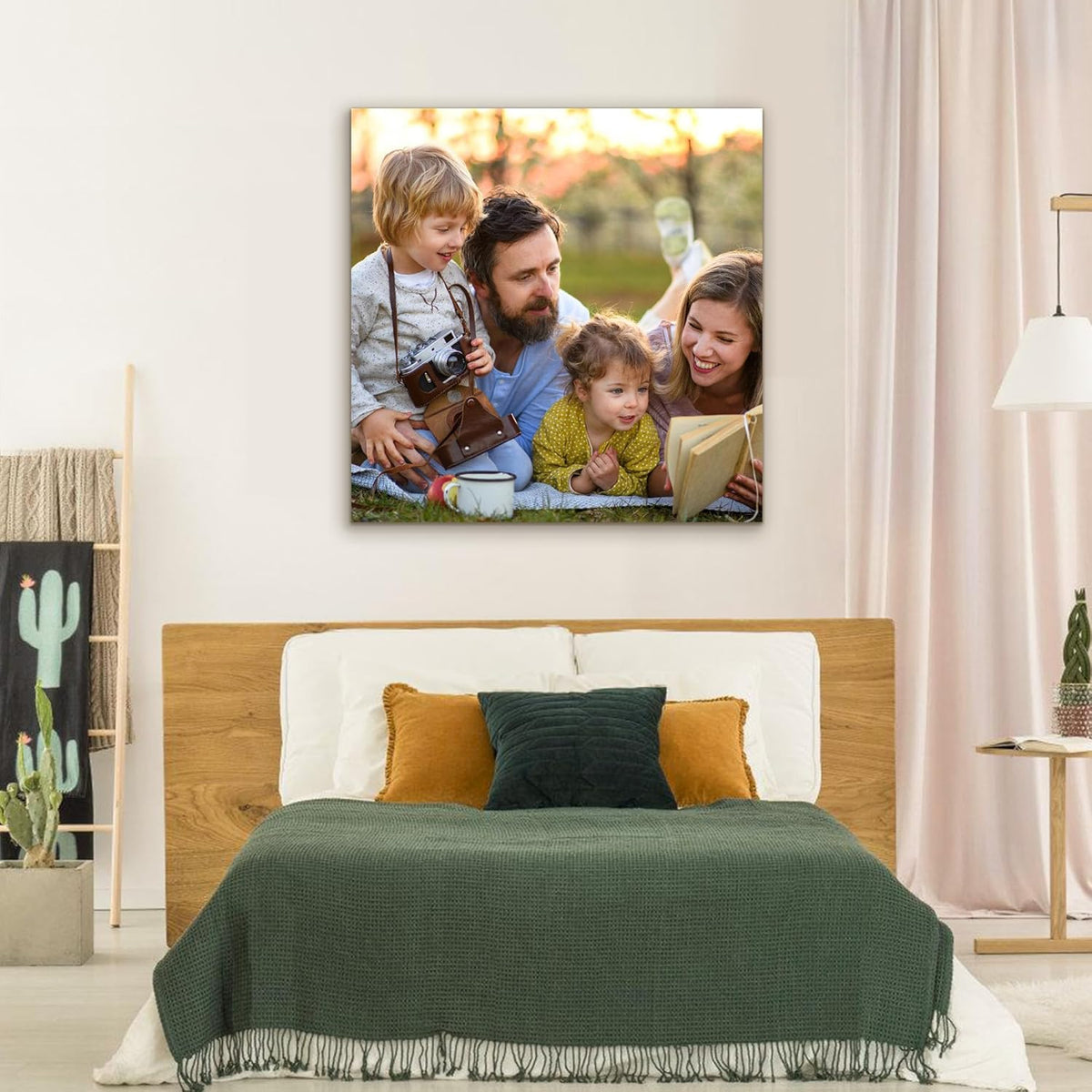 Custom Canvas Prints with Your Photos- Personalized Print Canvas Pictures, Custom Wall Art Gift for Living Room, Bedroom, Wedding Family Baby Pets Framed 16 x 16 inche