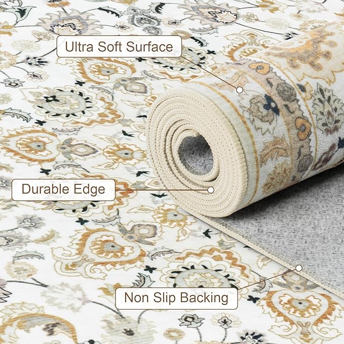 8x10 Area Rugs Living Room: Washable Vintage Rug - Image 7