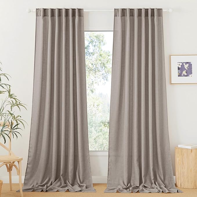 RYB HOME Sheer Curtains 102 inches, Extra Long Floor to Ceiling Curtains | Half by RYBHOME
