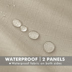 HolidayIdeas 6 Panels Linen Outdoor Curtains for Patio Waterproof-Cream Outside Gazebo Curtains 54"x95"-Indoor/Outdoor Weighted Weatherproof Curtains, Privacy for Pergola, Porch, Cabana, Sunroom