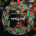 Engagement Gifts for Couples, Our Christmas Married Ornament 2024, 1st Christmas As Mr and Mrs, Wedding Gifts for Couple 2024, Bridal Shower Wedding, Just Married Ornament