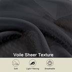 Sheer Black Curtains for Bedroom Living Room 54 Inch Length 2 Panels Set - Image 3