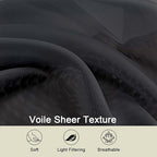 Sheer Black Curtains for Bedroom Living Room 63 Inch Length 2 Panels, Airy Soft - Image 3