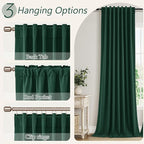 Dark Green 100% Blackout Curtains 108 Inch Length 2 Panels Set - Image 5