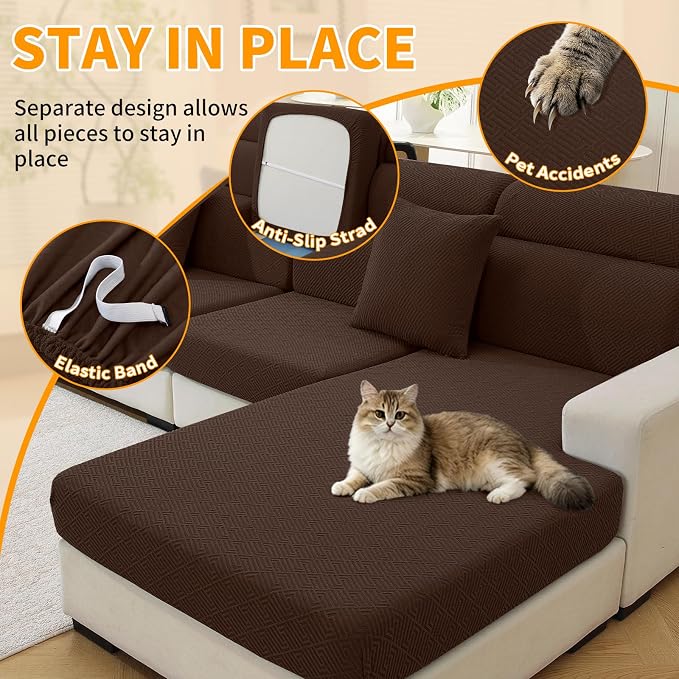 XINEAGE Large Couch Cushion Covers Seat Cushion Cover Thick Stretch Sofa - Image 5