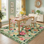 RELEANY Floral Washable 3x5 Area Rugs LightGreen | Flower Carpet Print Boho - Image 9