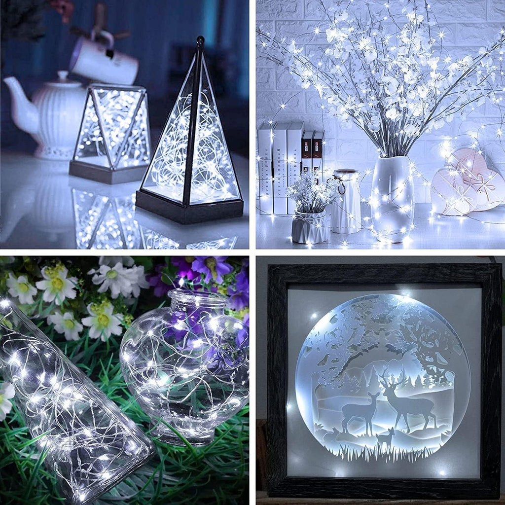 6 Pack Fairy Lights Battery Operated - 7ft 20 LED Twinkle Lights Copper Wire Mini String Lights Firefly Lights for Mason Jars DIY Crafts Christmas Wedding Party Centerpiece Table Decor, Cool White