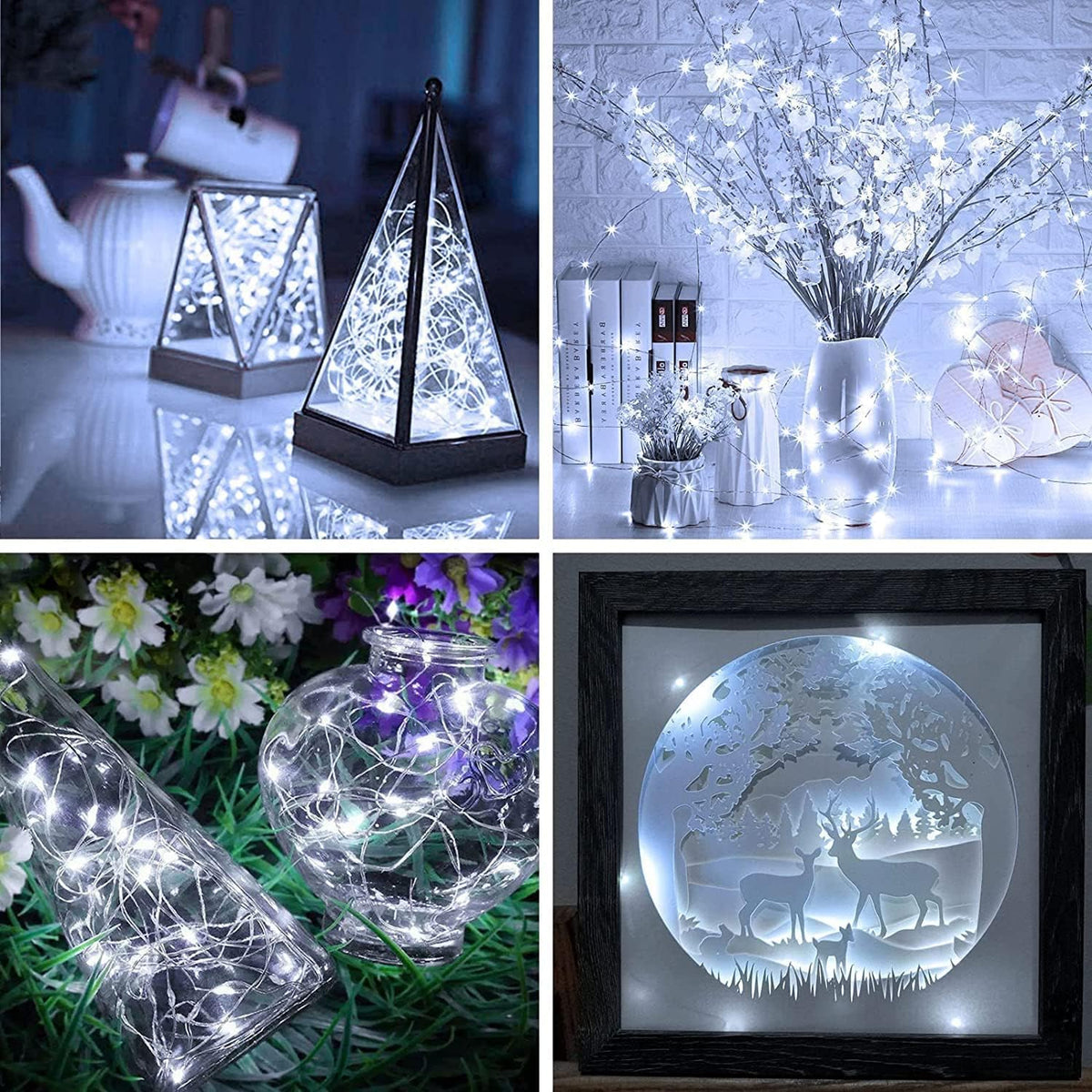 6 Pack Fairy Lights Battery Operated - 7ft 20 LED Twinkle Lights Copper Wire Mini String Lights Firefly Lights for Mason Jars DIY Crafts Christmas Wedding Party Centerpiece Table Decor, Cool White