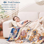 Boho Throw Blanket, 100% Cotton Ultra Soft Luxury Throw Rustic Quilt, 60"x80" Floral Bird Butterfly Farmhouse Decor Bed Blankets, All Season Rustic Reversible Bohemian Throw for Bed - Yellow