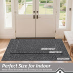 BEQHAUSE Dirt Trapper Door Mat 24"x60", Non-Slip Washable Doormat, Charcoal | - Image 2