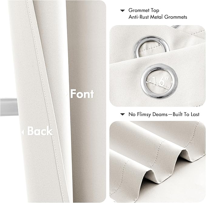 MIULEE Blackout Curtains for Bedroom 2 Panels 40 x 63 Inch Long Ivory | Thermal - Image 4