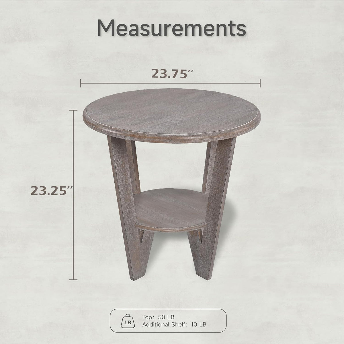 Rustic Farmhouse End Table with Storage Shelf, French Country Accent Side for Family, Dinning or Living Room, Small Spaces, Modern, Round, Vintage Blue Finish, Curved Leg
