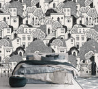 AFZEVEB-Black House with Trees Nursery Wallpaper murals for Bedroom 114"x74" (Not Peel and Stick)