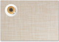 Placemats Set of 12 - Easy Clean Woven Vinyl Placemat for Dining Table, Indoor/Outdoor Place Mats, Washable PVC Table Mats（Beige）