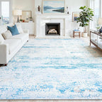 6x9 Washable Area Rug for Living Room Bedroom: Non-Slip Modern Light Blue | - Image 8