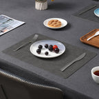 Myir JUN Placemats Dual Sided, Faux Leather Place Mats Set of 6 Indoor Placemat for Dining Table Outdoor Place Mat Square Non-Slip Washable Table Mats (Gray Brown, Set of 6)
