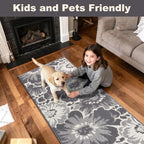Findosom Hallway Runner Rug 2x6, Non Slip High-Low Textured Floral Washable - Image 4