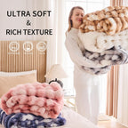 Cozy Faux Fur Throw Blanket for Bed-Warm Fuzzy Throw Blanket, Soft Plush Thick Bubble Blankets for Bedroom and Living Room, Furry Luxury Blanket, 90 x 108,Tie-Dye Grey