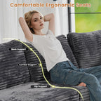 ovios Sectional Sofa Couch with U-Shape Chaise Sofa Bed, Comfy Modular Cloud Couches with Deep Seat, Modern Upholstered Plush Corduroy Sofas Set for Living Room, 8-Seater, Grey