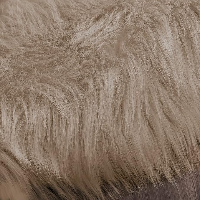 Latepis 5x8 Area Alfombras para Salas Washable Light Brown Beige Faux Fur - Image 7